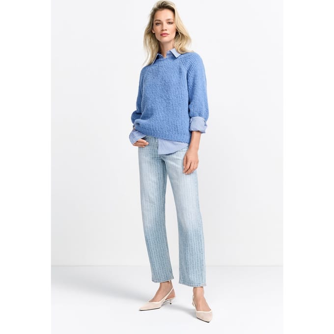 Rich & Royal Chunky Handknit Look Pullover Ocean Blue Maat: XL | Sweaters Outlet | Dames | Blauw