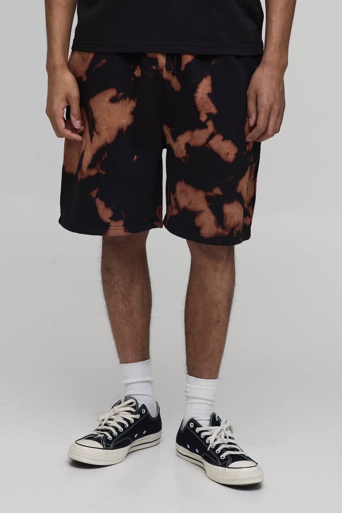 Relaxed Fit Tie Dye Jersey Short | Washed Black | Size Small