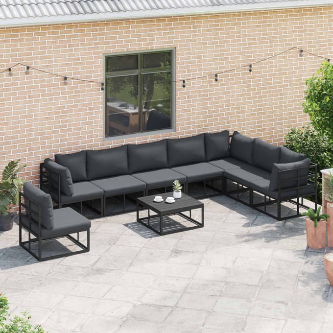 vidaXL - Tuinbank - Set - 8 - st - Zwart - Aluminium