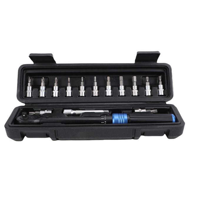 Fiets torsiesleutel 1/4 inch dubbelrichting verstelbare ratel torsiesleutelset 2-24 Nm Fiets professionele gereedschapskit black