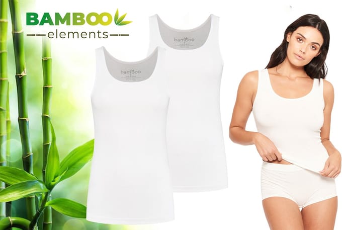 Bamboo Elements - Bamboe Hemden Dames - 2-pack - Wit - Onderhemd Dames - Hemdjes Dames - Singlet Dames - t Shirt Dames