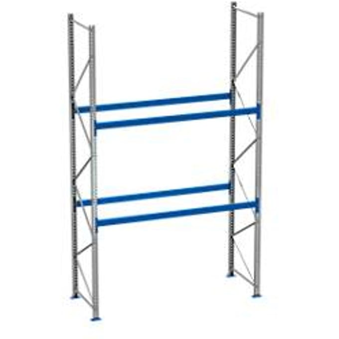Palletstelling PR 600, basissectie, H 4700 mm, max. 1000 kg, 2 dwarssteunen