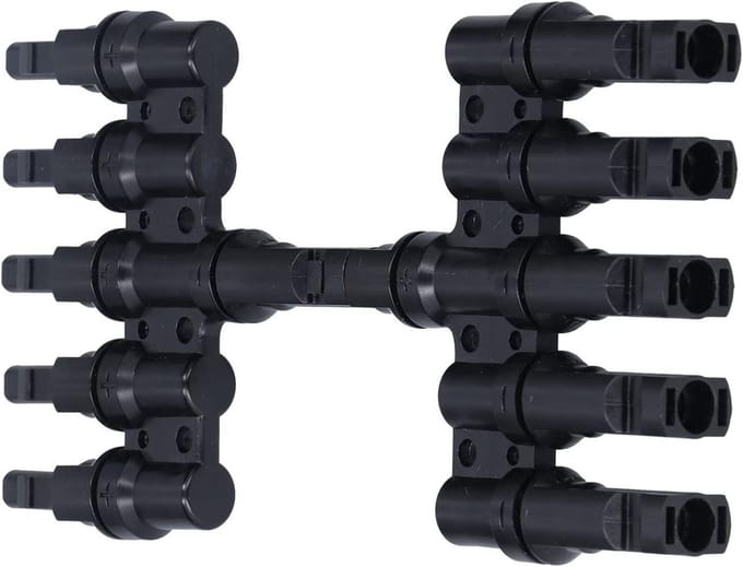 Zonneconnectoren - Solar Kabel - Paneel Aansluiten - IP67 Waterdicht - 1 tot 5 - Zwart