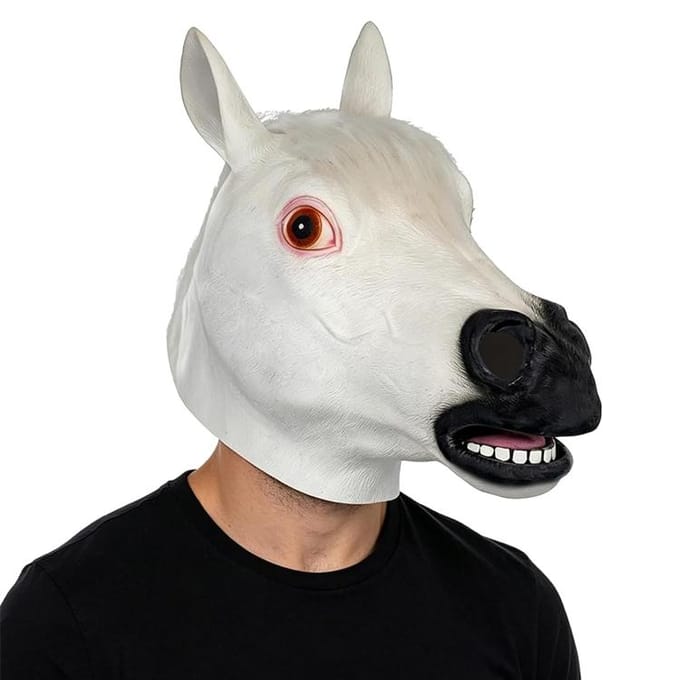 Witte paardenhoofd latex masker One size fits all adults wit