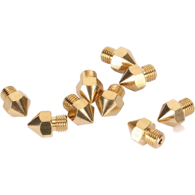 10 stuks 3D Printer Messing Nozzles 0.4mm MK8 voor CR 10 Pro Extruder Tips beige