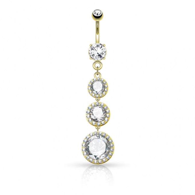 Navelpiercing grote CZ drops down - goud - LMPiercings