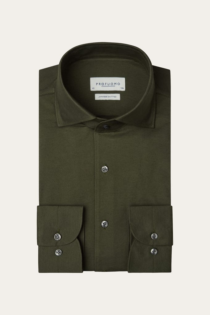 Profuomo Profuomo Overhemd Japanse Knitted One Piece Army  41