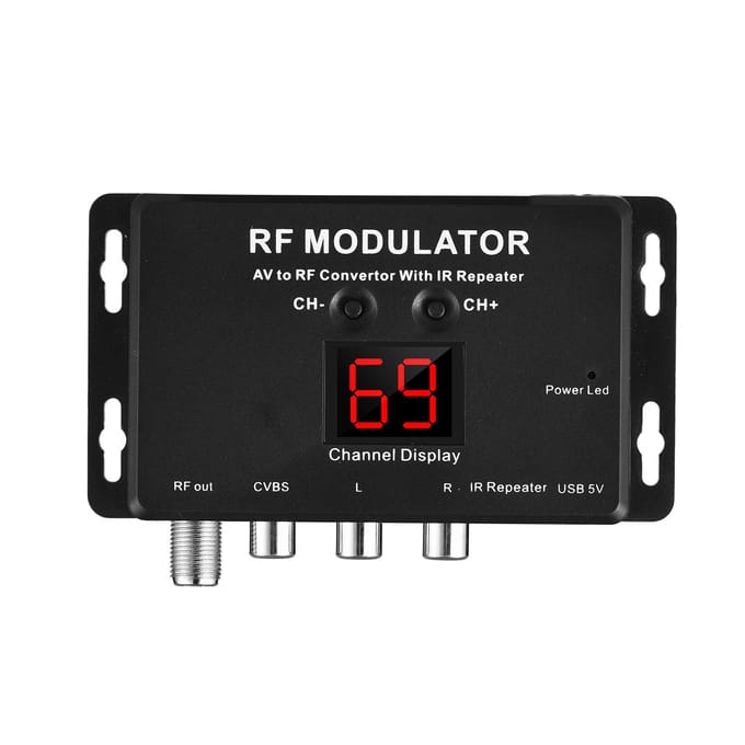 M60IR RF-modulator met IR-repeater AV-naar-RF-converter met IR-repeater zwart