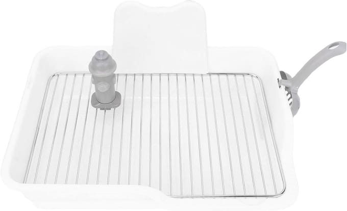Hondentoilet - Plasbak - Zindelijkheidstraining - Roestvrijstalen Gaas - 52x37x14 cm - Wit