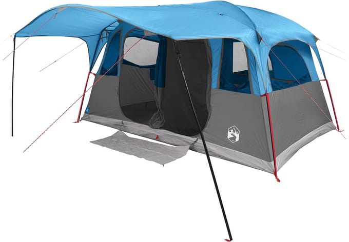 vidaXL - Tunneltent - 12-persoons - Blauw - Polyester - en - Staal