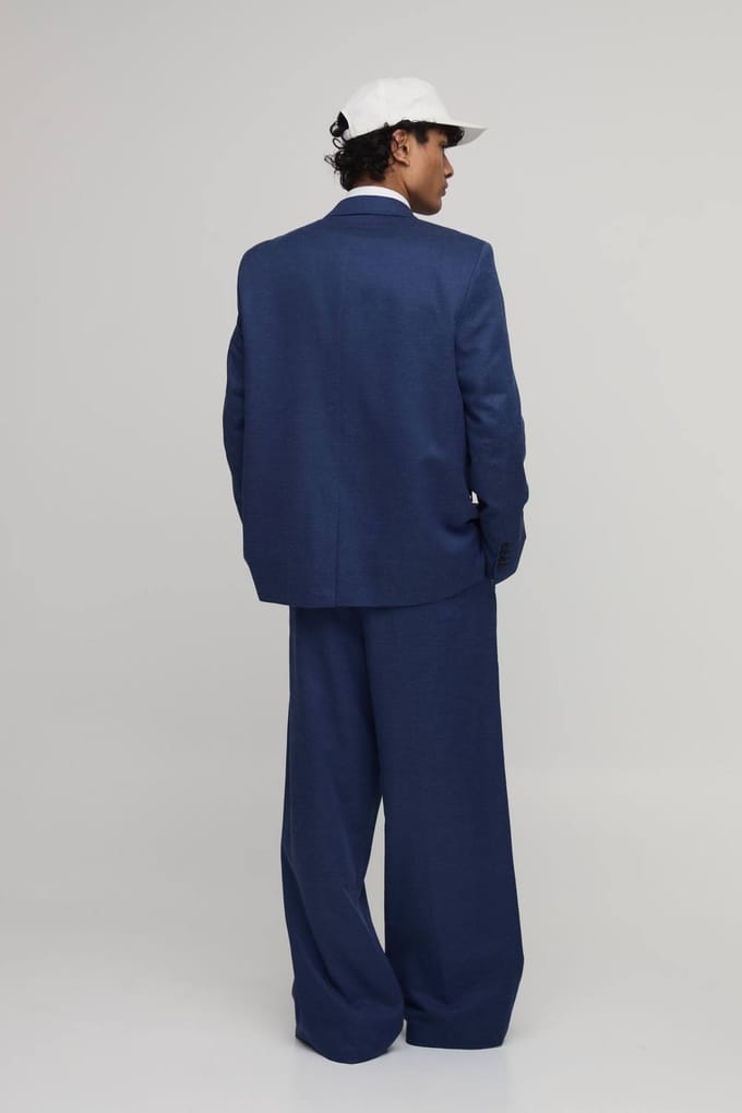 Oversized Blazer Met Denim Look | Navy | Size 34