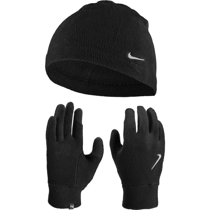 Nike Fleece Logo Muts en Handschoenen Set (Zwart)