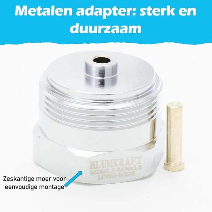 Radiator Adapter - Thermostaat Koppeling - Verwarming Aanpassen - Metaal Zinklegering - M28 naar M30 - Chroom