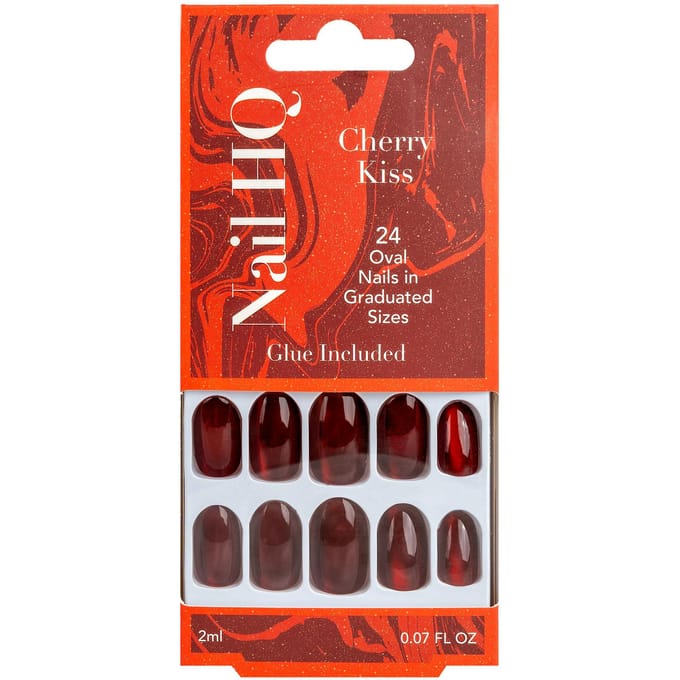 Nail HQ Oval Cherry Kiss Cat Eye Nails 24 st