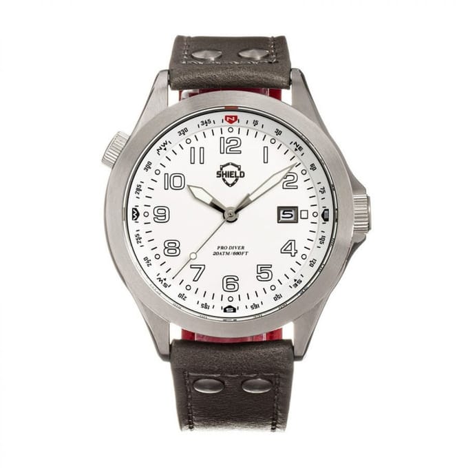 Shield Palau lederen band heren duikhorloge met datum