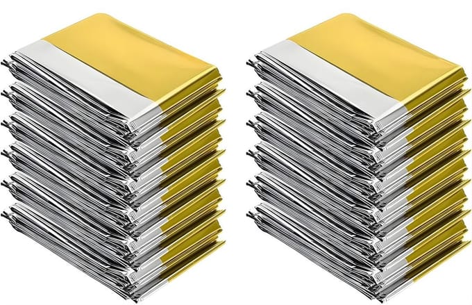 DnA® Nooddeken - Isolatiedeken - Reddingsdeken - Wit/Goud - 210cm x 160cm x 1cm