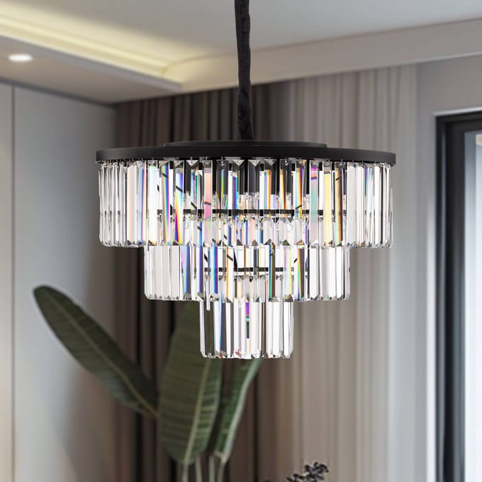Nowodvorski Lighting Hanglamp Cristal, transparant/zwart, Ø 56 cm