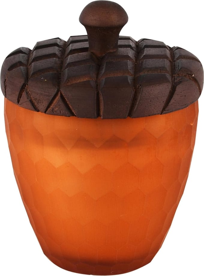 Dekoratief | Eikel geurkaars 'Orange' parf. Clementine,glas/wax,10x10x16cm | A248017
