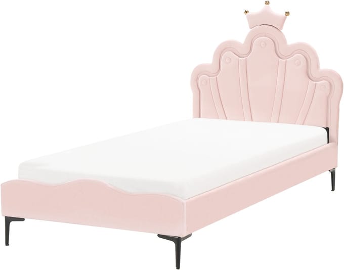 RUBIAN - Bed met LED - Roze - 90 x 200 cm - Fluweel