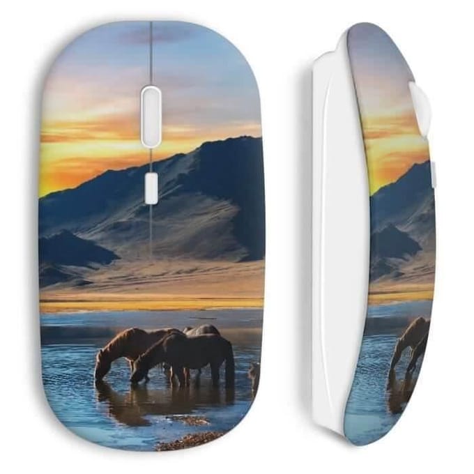 Souris Sans Fil - Cheval - Blanc - USB Wifi - Compatible Mac et PC - Technologie Sans Fil