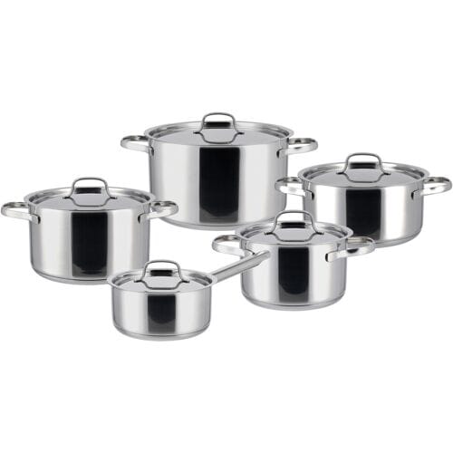 SILVERCREST Set van 5 RVS pannen (RVS deksel)