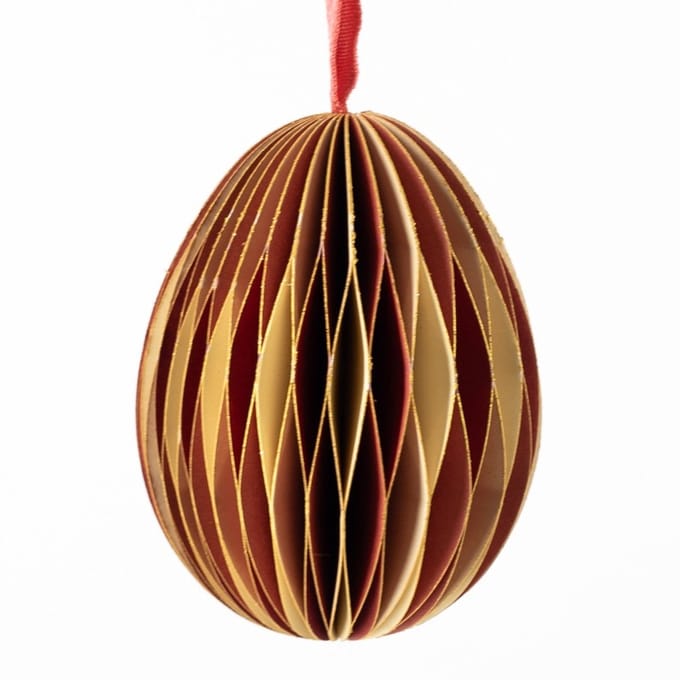 Papieren honeycomb ei rood met wit