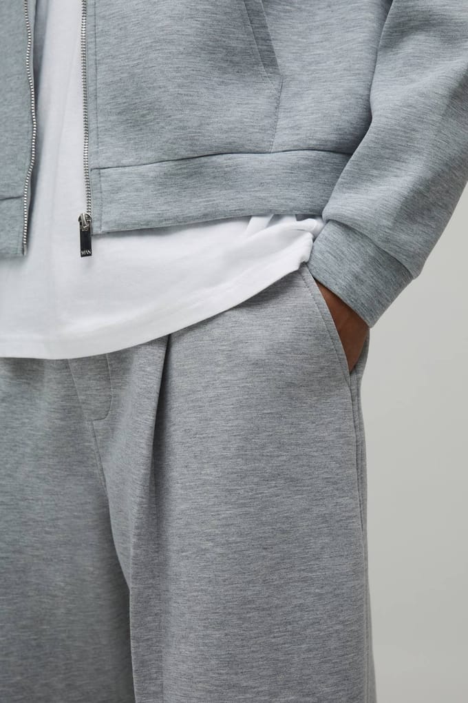 Balloon Fit Bonded Scuba Joggingbroek | Grey Marl | Size Small
