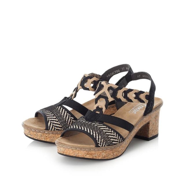 Rieker Sandalen met hak zwart Synthetisch - Dames - Maat 39
