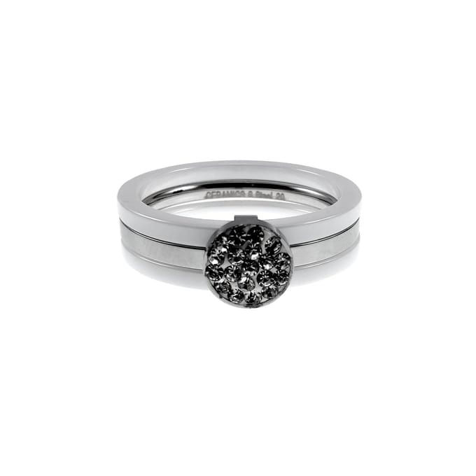 Ring Dames - Witte Keramische en RVS Ring