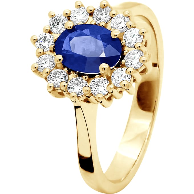 Luifel ring SAPPHIRE 1 Ct Diamonds 0,36 Cts Yellow Gold 18k