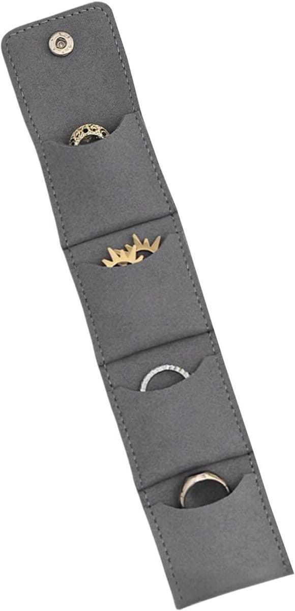 Reisjuwelenetui - Sieraden organizer - Veilig opbergen - Magnetische sluiting - Compact formaat - Grijs