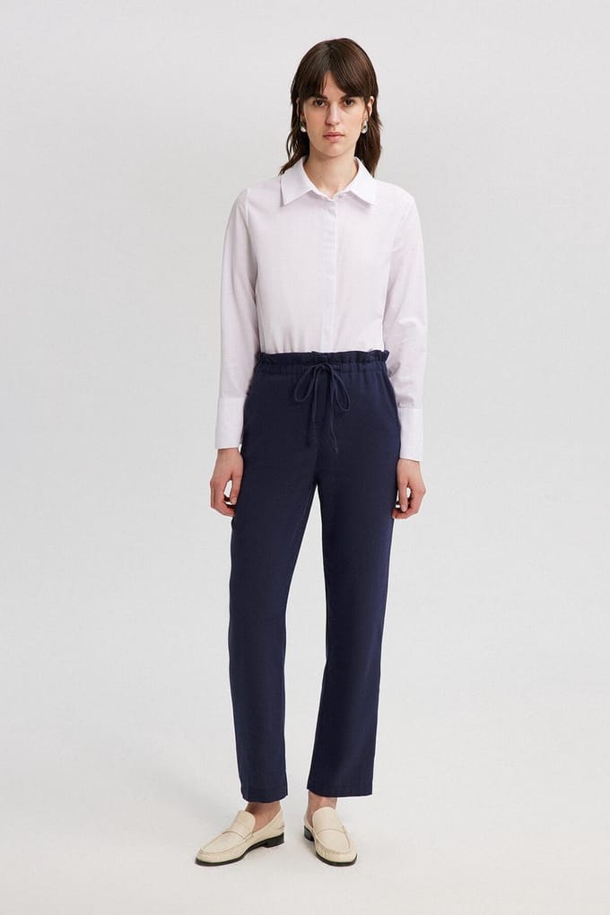 Touché Privé - Naturel broek met elastische taille - Marine - Dames