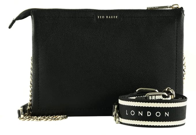 Ted Baker Leren schoudertas Larinda Webbing Leather Crossbody Bag Black zwart