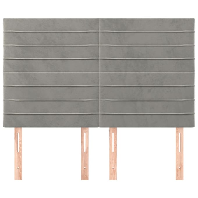 vidaXL - Hoofdbord - lichtgrijs - 144x5x118/128 - cm - fluweel