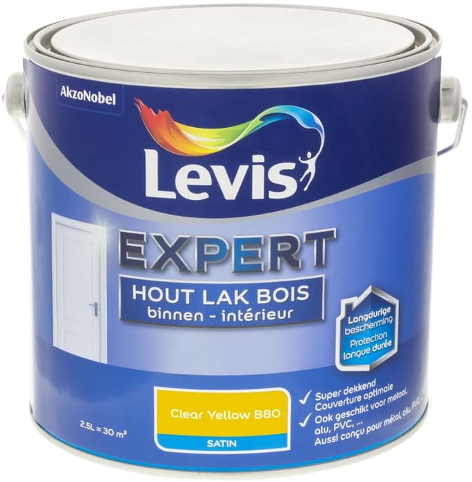 Levis - Expert Hout Lak Binnen Satin Mix - Clear Yellow B80 - Mengverf - 2,5 L