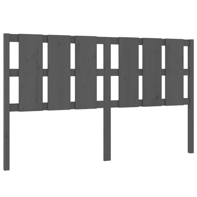 vidaXL Hoofdbord 185,5x4x100 cm massief grenenhout grijs