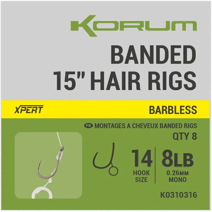 Dobber met een haak Korum Banded Hair (x8)