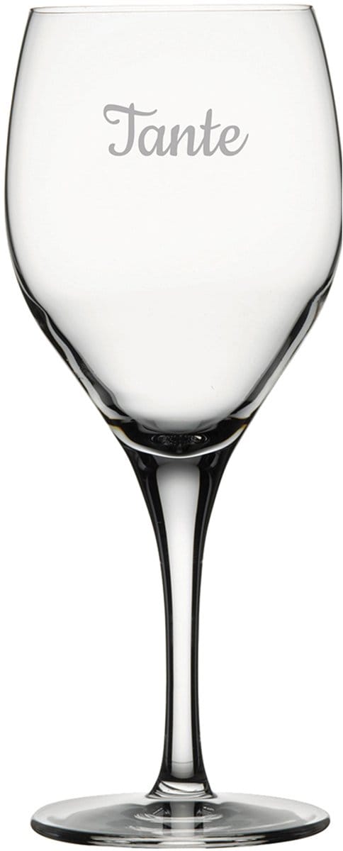 Gegraveerde witte wijnglas 34cl Tante