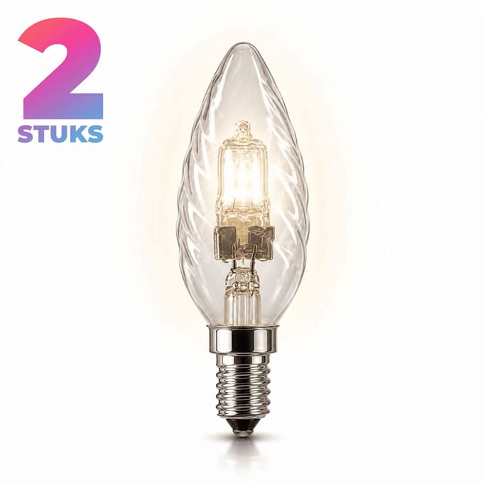 2x Kaarslamp Halogeenlamp E14 - 30W - Warm Wit Licht (2700K) - 407 lm - 2 jaar - Dimbaar