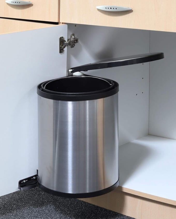 RVS Inbouw Vuilnisbak 12 Liter voor Keukenkast