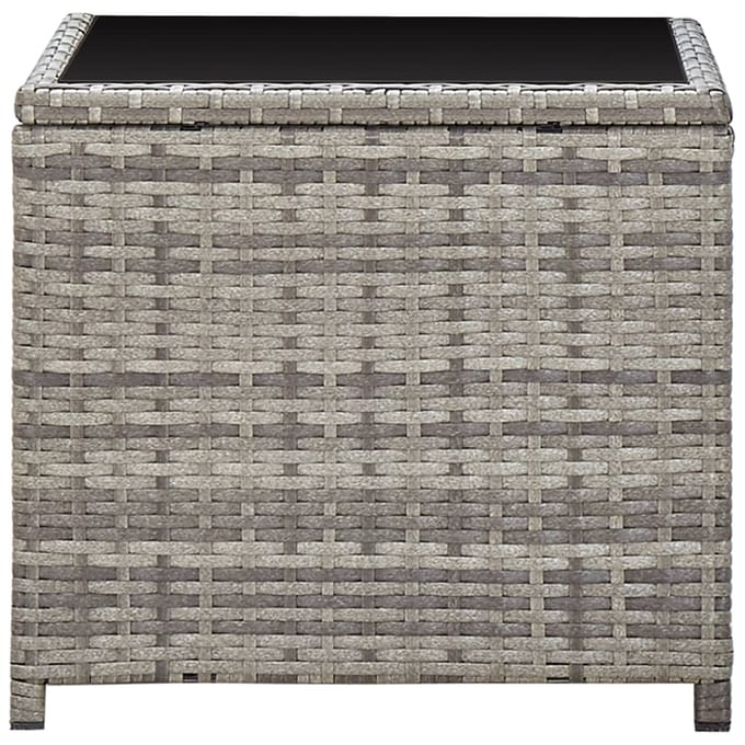vidaXL - Salontafel - 45x45x40 - cm - poly - rattan - en - glas - grijs