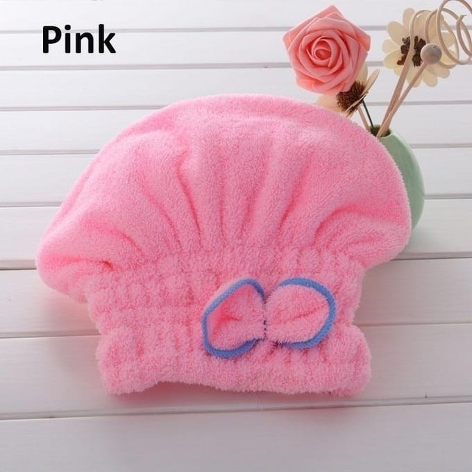 Bonnet de séchage des cheveux Microfibre Ultra Absorbant Hair Dry Wrap Cap Fast Dryer rose