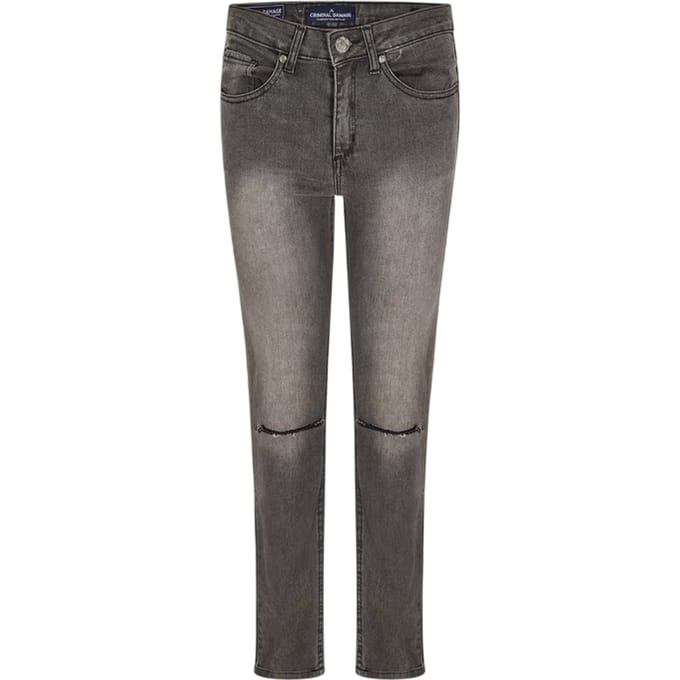 Criminal Damage SOS Ripped Skinny Jeans voor dames (Grijs)
