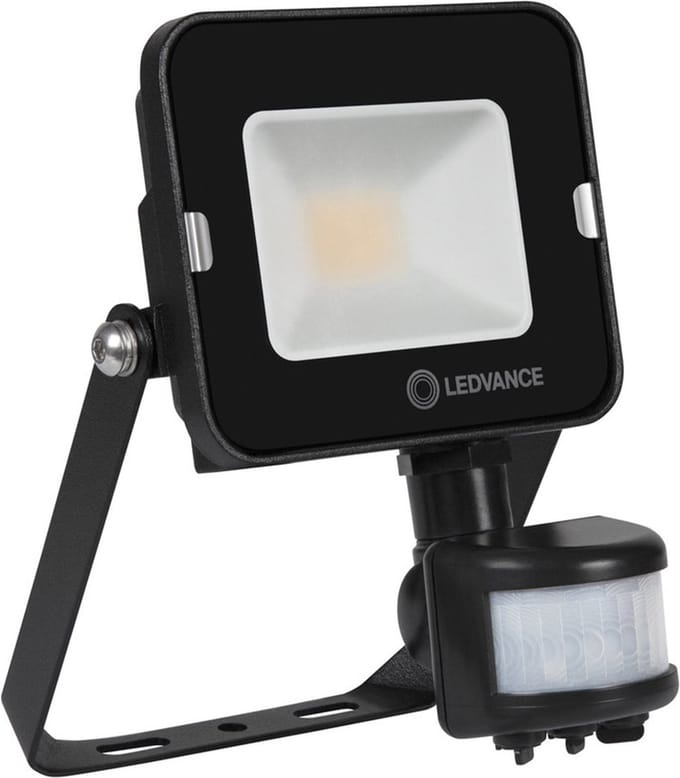 Ledvance LED Breedstraler Compact Zwart 10W 1000lm 100D - 840 Koel Wit | IP65 - Symmetrisch - Bewegings- en lichtsensor