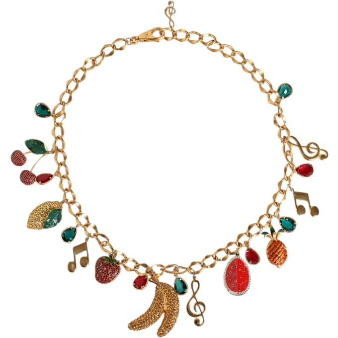 Dolce & Gabbana Gouden Kleur Messing Fruitige Met Kralen Versierde Taille Ketting Ceintuur