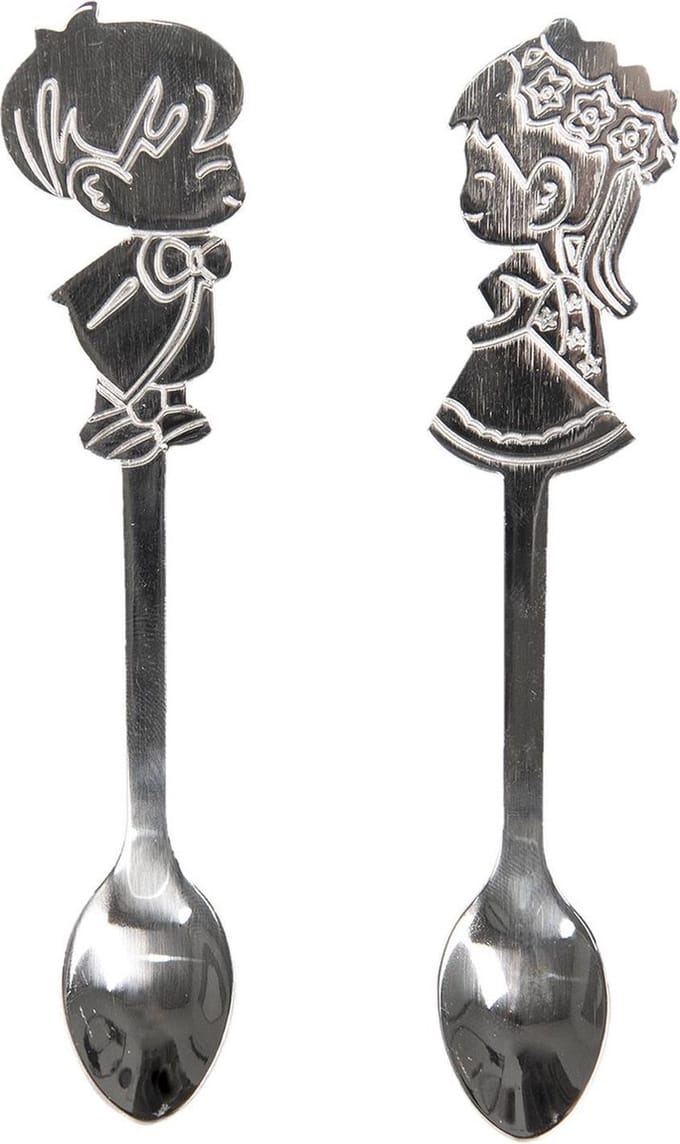 Clayre & Eef Lepels Set van 2 12 cm Zilverkleurig Metaal Kinderen