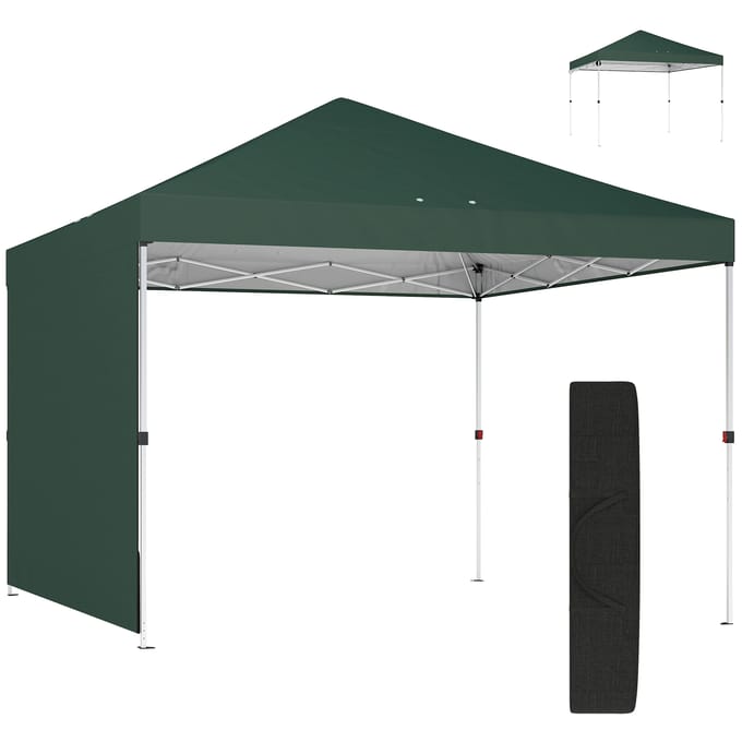 Outsunny Opvouwbare Pop-Up Tent 3X3 m met Upf50+ Wand en verstelbare hoogte WIT