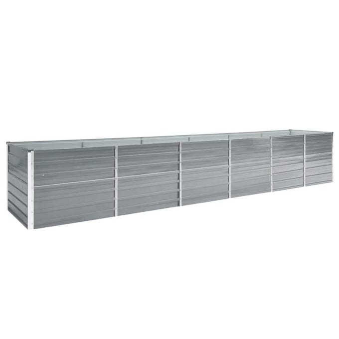 vidaXL - Plantenbak - verhoogd - 480x80x77 - cm - gegalvaniseerd - staal - grijs