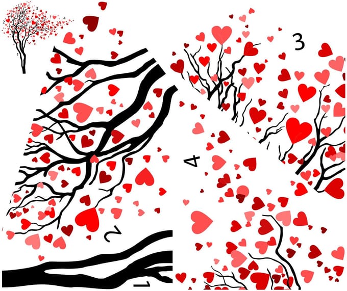Muurstickers - Hartenboom - Transparante achtergrond - 60x70cm
