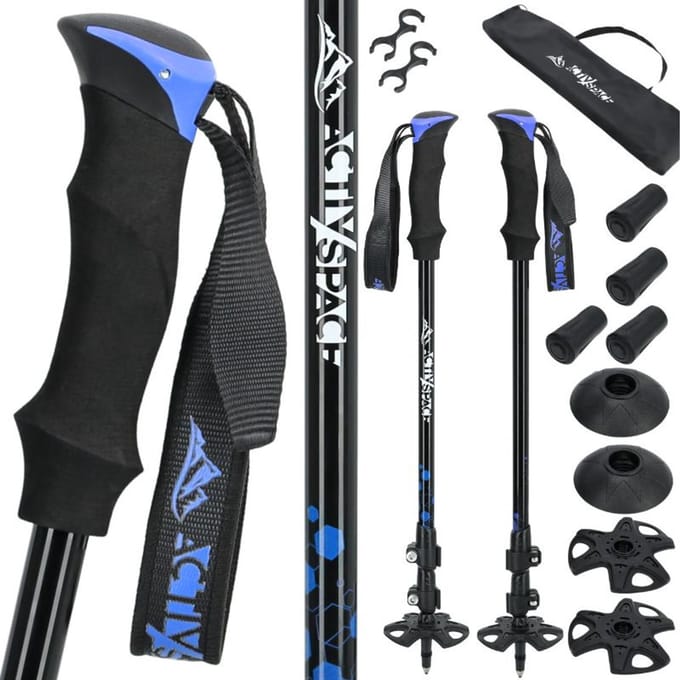 ACTIV SPACE K07 - Trekkingstokken - Blauw - Ergonomische handgreep - Aluminium